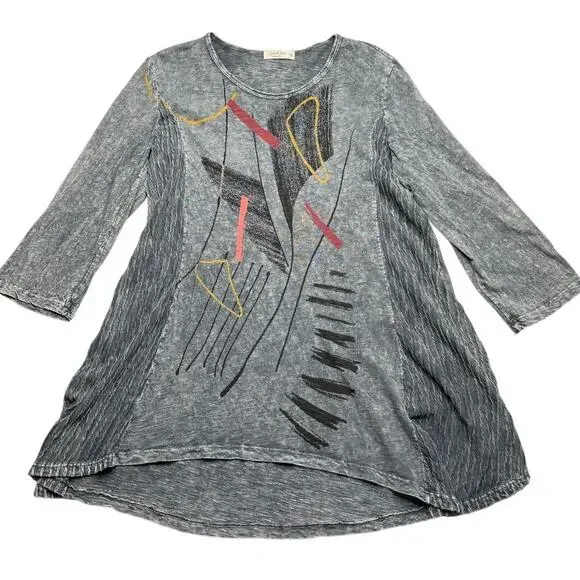 Jess & Jane Abstract Art Deco Tunic Top - Picture 3 of 8